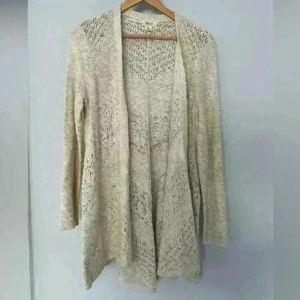 Style & Co Natural Heather Ivory Open-Front Cardigan M